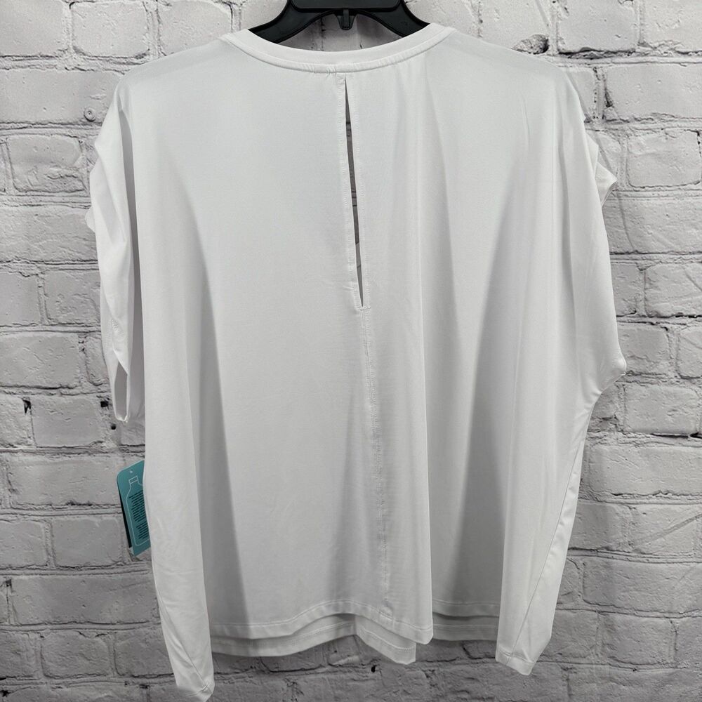 NWT MTA Sport Top Women’s 3X Plus White V-Neck Exercise Shirt Performance Gym - Picture 2 of 10